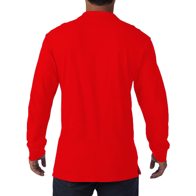 Rot - Side - Gildan Herren Pique Polo-Hemd, langärmlig