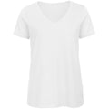 Weiß - Front - B&C Damen Favourite T-Shirt mit V-Ausschnitt, organische Baumwolle