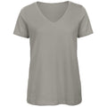 Hellgrau - Front - B&C Damen Favourite T-Shirt mit V-Ausschnitt, organische Baumwolle