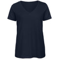 Marineblau - Front - B&C Damen Favourite T-Shirt mit V-Ausschnitt, organische Baumwolle