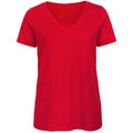Rot - Front - B&C Damen Favourite T-Shirt mit V-Ausschnitt, organische Baumwolle
