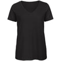 Schwarz - Front - B&C Damen Favourite T-Shirt mit V-Ausschnitt, organische Baumwolle