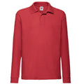 Rot - Front - Fruit of the Loom Kinder Polo Shirt, Langarm
