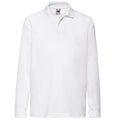 Weiß - Front - Fruit of the Loom Kinder Polo Shirt, Langarm