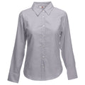 Oxford Grau - Front - Fruit Of The Loom Lady-Fit Oxford Bluse, Langarm