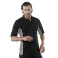 Schwarz-Grau-Weiß - Back - Gamegear Track Herren Piqué Polo-Shirt, Kurzarm, Einsätze in Kontrastfarbe