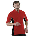 Rot-Schwarz-Weiß - Back - Gamegear Track Herren Piqué Polo-Shirt, Kurzarm, Einsätze in Kontrastfarbe