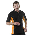 Schwarz-Orange-Weiß - Back - Gamegear Track Herren Piqué Polo-Shirt, Kurzarm, Einsätze in Kontrastfarbe