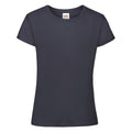 Marine Blau - Front - Fruit Of The Loom Sofspun 2er-Pack Mädchen T-Shirt mit Kurzarm und Rundhalsausschnitt