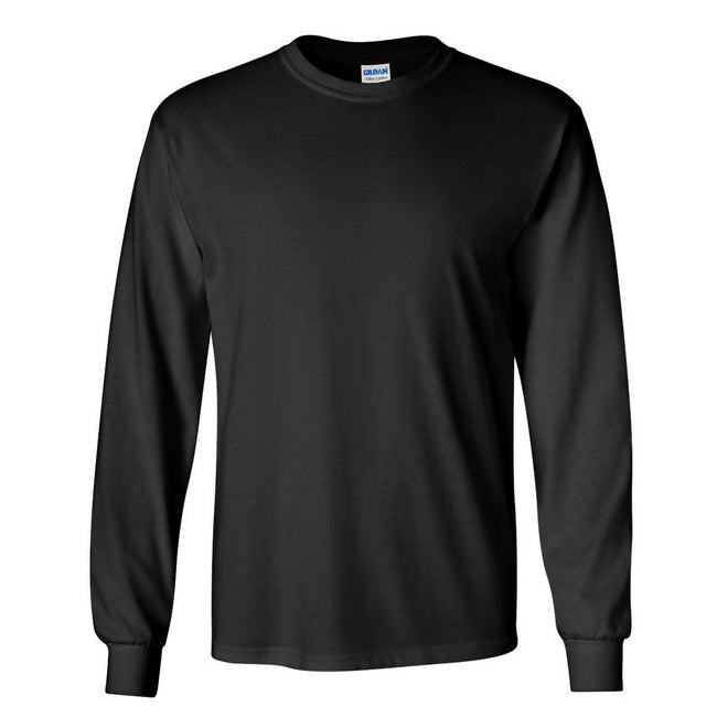 Schwarz - Front - Gildan Ultra Herren T-Shirt mit Rundhalsausschnitt, langärmlig