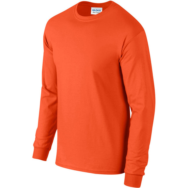 Orange - Side - Gildan Ultra Herren T-Shirt mit Rundhalsausschnitt, langärmlig