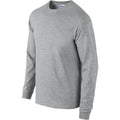 Grau - Side - Gildan Ultra Herren T-Shirt mit Rundhalsausschnitt, langärmlig