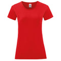 Rot - Front - Fruit of the Loom Damen T-Shirt Iconic 150