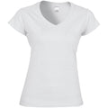 Weiß - Front - Gildan Damen Kurzarm T-Shirt mit V-Ausschnitt