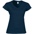 Marineblau - Front - Gildan Damen Kurzarm T-Shirt mit V-Ausschnitt