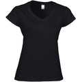 Schwarz - Front - Gildan Damen Kurzarm T-Shirt mit V-Ausschnitt