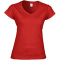 Rot - Front - Gildan Damen Kurzarm T-Shirt mit V-Ausschnitt