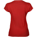 Rot - Back - Gildan Damen Kurzarm T-Shirt mit V-Ausschnitt
