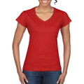 Rot - Lifestyle - Gildan Damen Kurzarm T-Shirt mit V-Ausschnitt