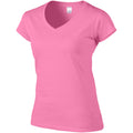 Rosa - Side - Gildan Damen Kurzarm T-Shirt mit V-Ausschnitt