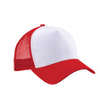 Rot-Weiß - Front - Beechfield - Trucker Cap Snapback für Herren-Damen Unisex