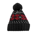 Schwarz-Rot-Weiß - Front - Beechfield - "Snowstar" Mütze für Herren-Damen Unisex
