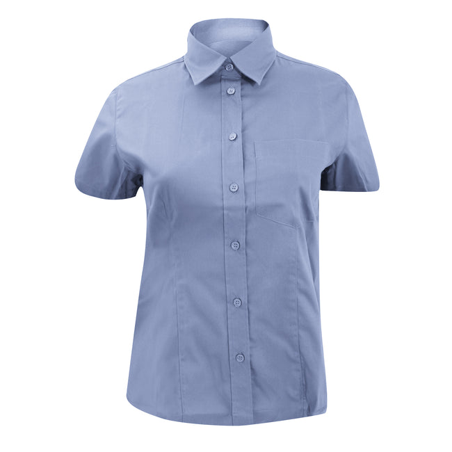 Hellblau - Front - Kustom Kit Corporate Bluse mit Brusttasche, Kurzarm