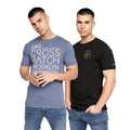 Schwarz-Blau - Front - Crosshatch - "Bestforth" T-Shirt für Herren (2er-Pack)