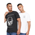 Schwarz-Weiß - Front - Crosshatch - "Skulfux" T-Shirt für Herren (2er-Pack)