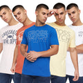 Blau-Weiß-Pfirsich-Natürlich-Hellrosa - Front - Crosshatch - "Feltcast" T-Shirt für Herren (5er-Pack)