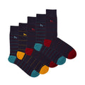 Blau-Rot-Gelb - Front - Bewley & Ritch - "Towan" Socken für Herren (5er-Pack)