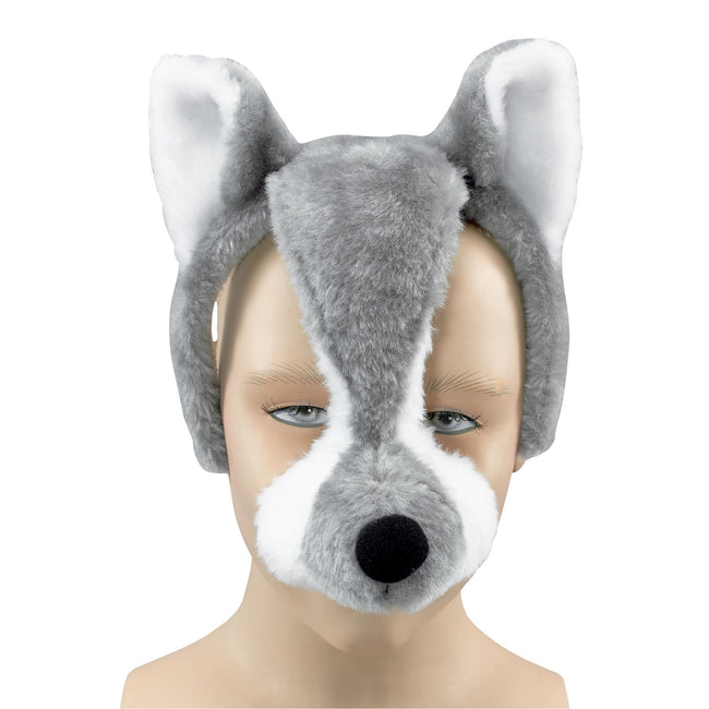 Grau-Weiß - Back - Bristol Novelty Kinder Plüsch-Wolfsmaske mit Sound