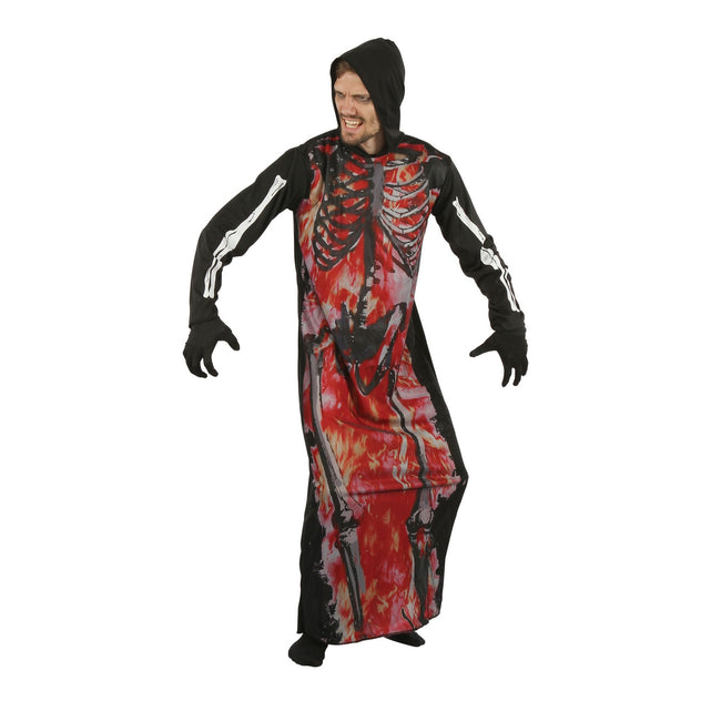 Schwarz-Rot-Weiß - Front - Bristol Novelty Unisex Kostüm Brennendes Skelett