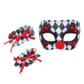 Schwarz-Weiß-Rot - Front - Bristol Novelty Unisex Clownmaske und Manschetten