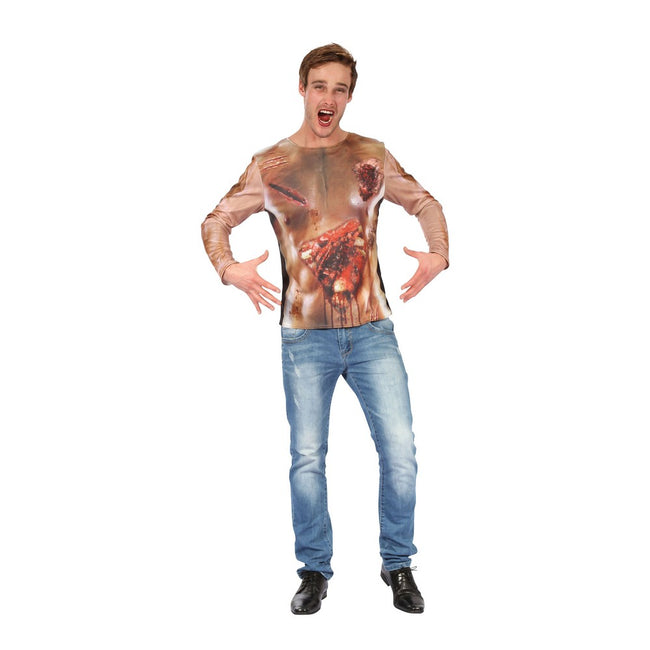 Bunt - Front - Bristol Novelty Herren T-Shirt mit 3D-Zombie-Aufdruck, langärmlig