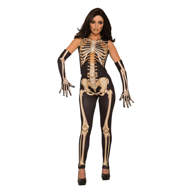 Schwarz-Gold - Front - Bristol Novelty Damen Skelett-Kostüm Lady Bones