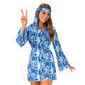 Blau - Side - Bristol Novelty - "Flower Power Hippy" Kostüm Set für Damen