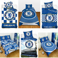 Blau-Weiß - Back - Chelsea FC offizielles Football Patch Duvet- und Kissenbezugset für Einzelbett