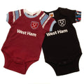 Weinrot-Schwarz - Front - West Ham United FC - Schlafanzug für Baby (2er-Pack)