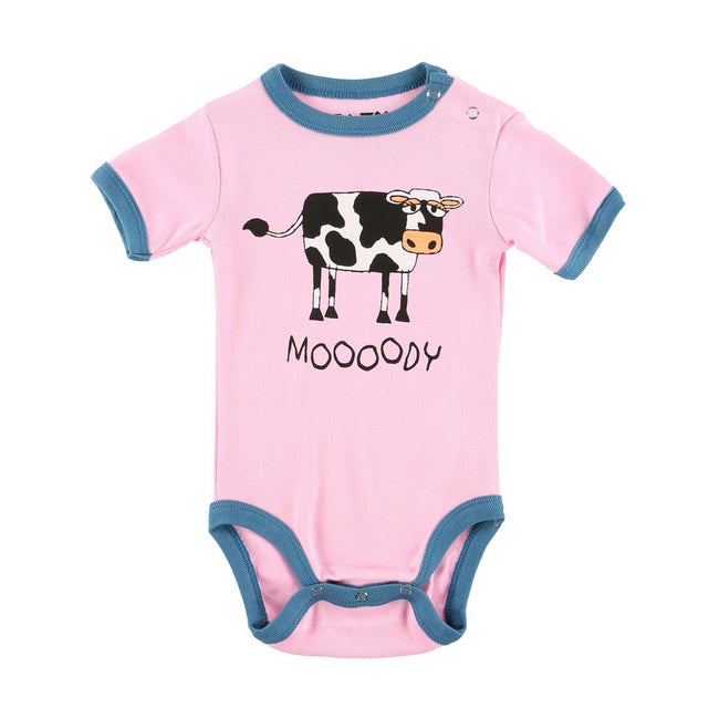 Pink - Front - LazyOne Kleinkinder-Baby Moody Kuh Body