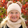 Beige - Back - Healthy Pet - "Morzine" Mütze und Schal Set für Kinder
