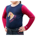 Marineblau-Burgunderrot - Side - Little Rider - "Riding Star Collection" T-Shirt für Mädchen  Langärmlig