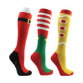 Rot-Weiß-Gold - Front - HyFASHION - Socken für Damen - weihnachtliches Design(3er-Pack)