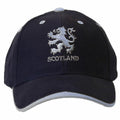 Marineblau-Weiß - Front - Baseball Kappe mit Scotland Löwen Logo Stickerei
