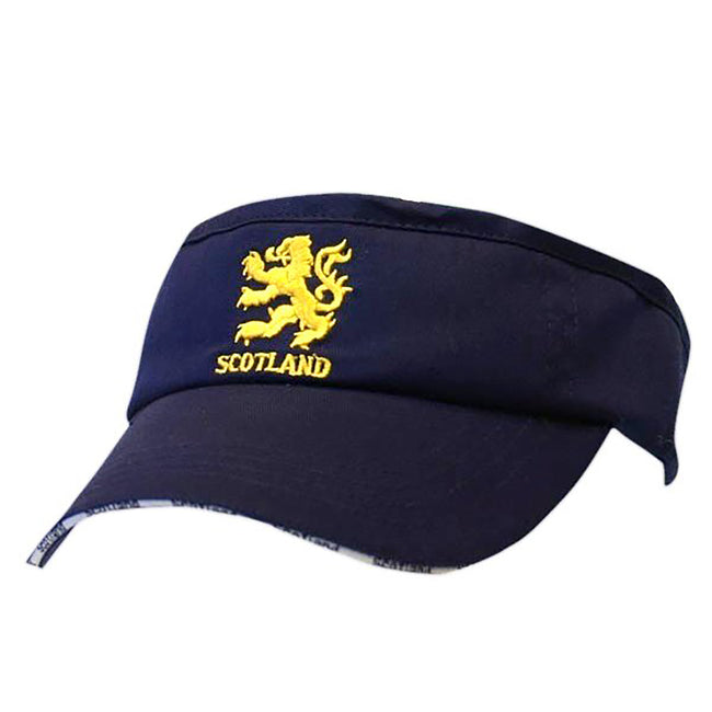Marineblau - Front - Stirnband mit Schirm, Scotland Löwen Stickerei