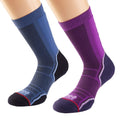 Marineblau-Violett-Schwarz - Front - 1000 Mile - "Trek" Socken für Damen (2er-Pack)