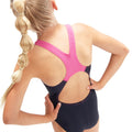 Blau-Schwarz-Pink - Pack Shot - Speedo - "Splashback" Badeanzug für Mädchen