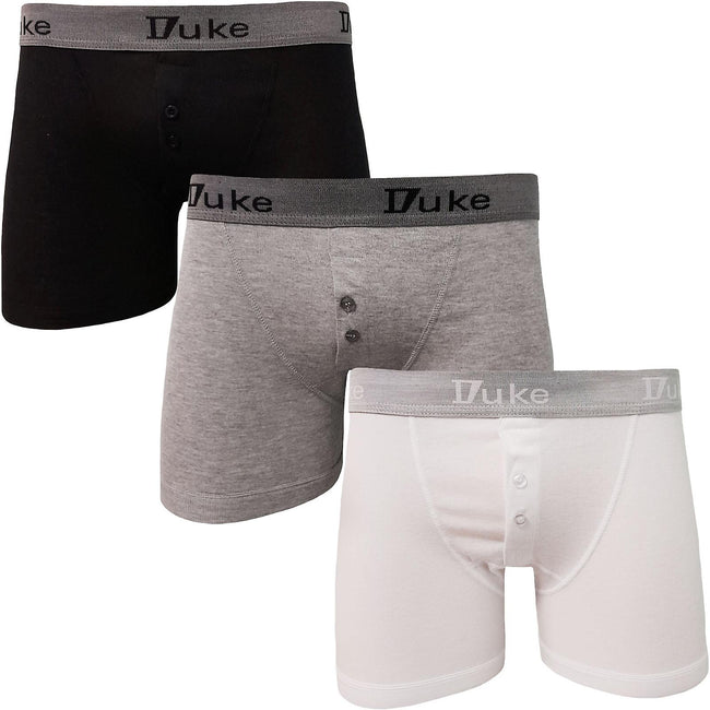 Schwarz-Grau-Weiß - Front - Duke London Herren Driver Boxer Shorts (3 Stück)