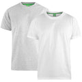 Grau-Weiß - Front - Duke Herren T-Shirt Fenton D555, Kingsize, Rundhalsausschnitt, 2er-Packung