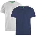 Marineblau-Grau - Front - Duke Herren T-Shirt Fenton D555, Kingsize, Rundhalsausschnitt, 2er-Packung